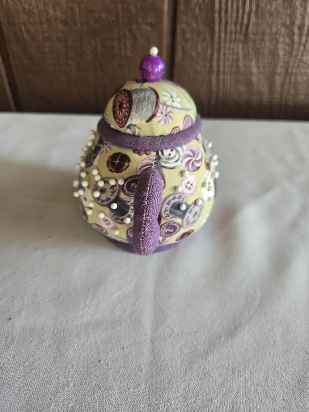 Floral Teapot Pin Cushion With Storage Under Lid